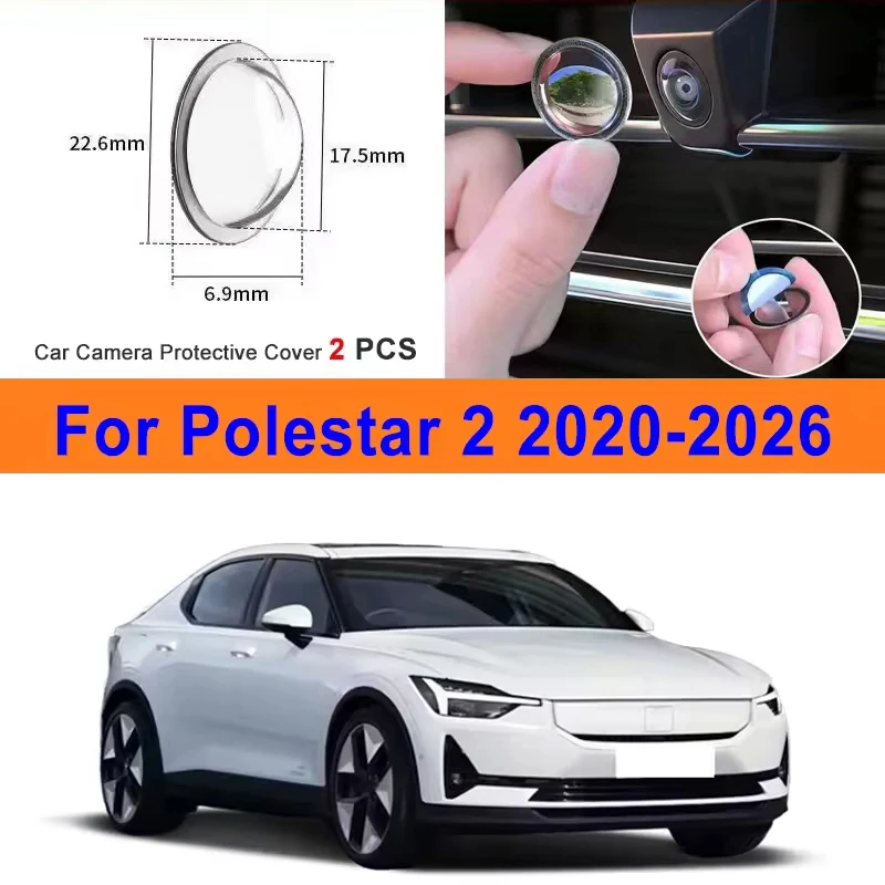 2Pcs For Polestar 2 2020-2026 PC Lens Protector Stickers 360 Reverse Image Car Camera Cover Anti-Scratch