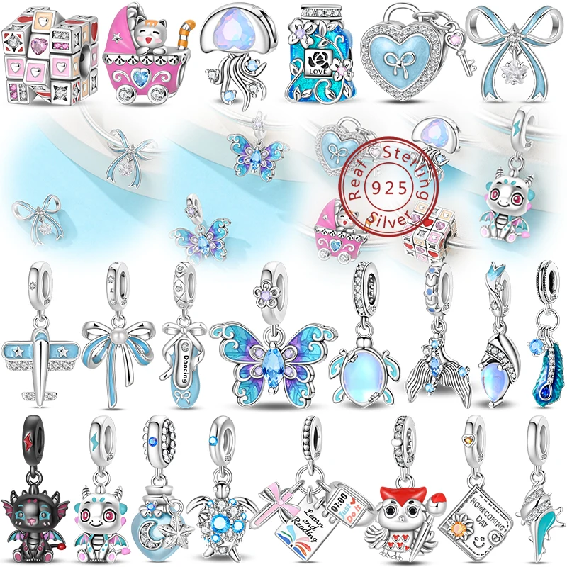 

Sweety 925 Sterling Silver Turtle Bow Conch Perfume Earphone Ballet Charms Beads Fit 3mm Bracelets DIY Fine Jewelry Making