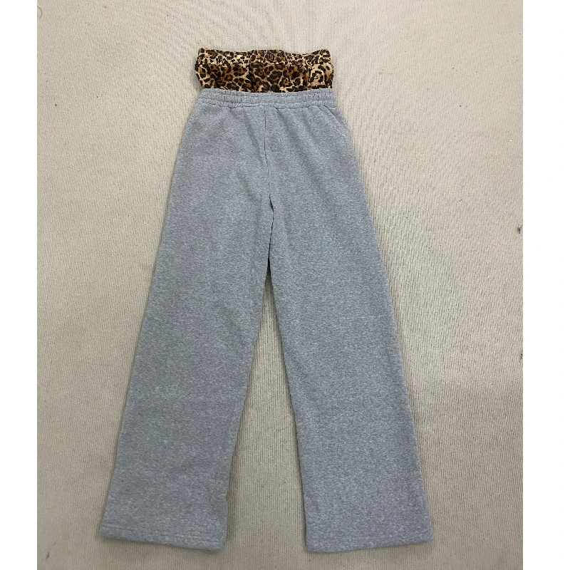 Pantaloni a gamba larga da uomo a vita alta a doppia vita casual a maniche lunghe con stampa leopardata a contrasto moda invernale