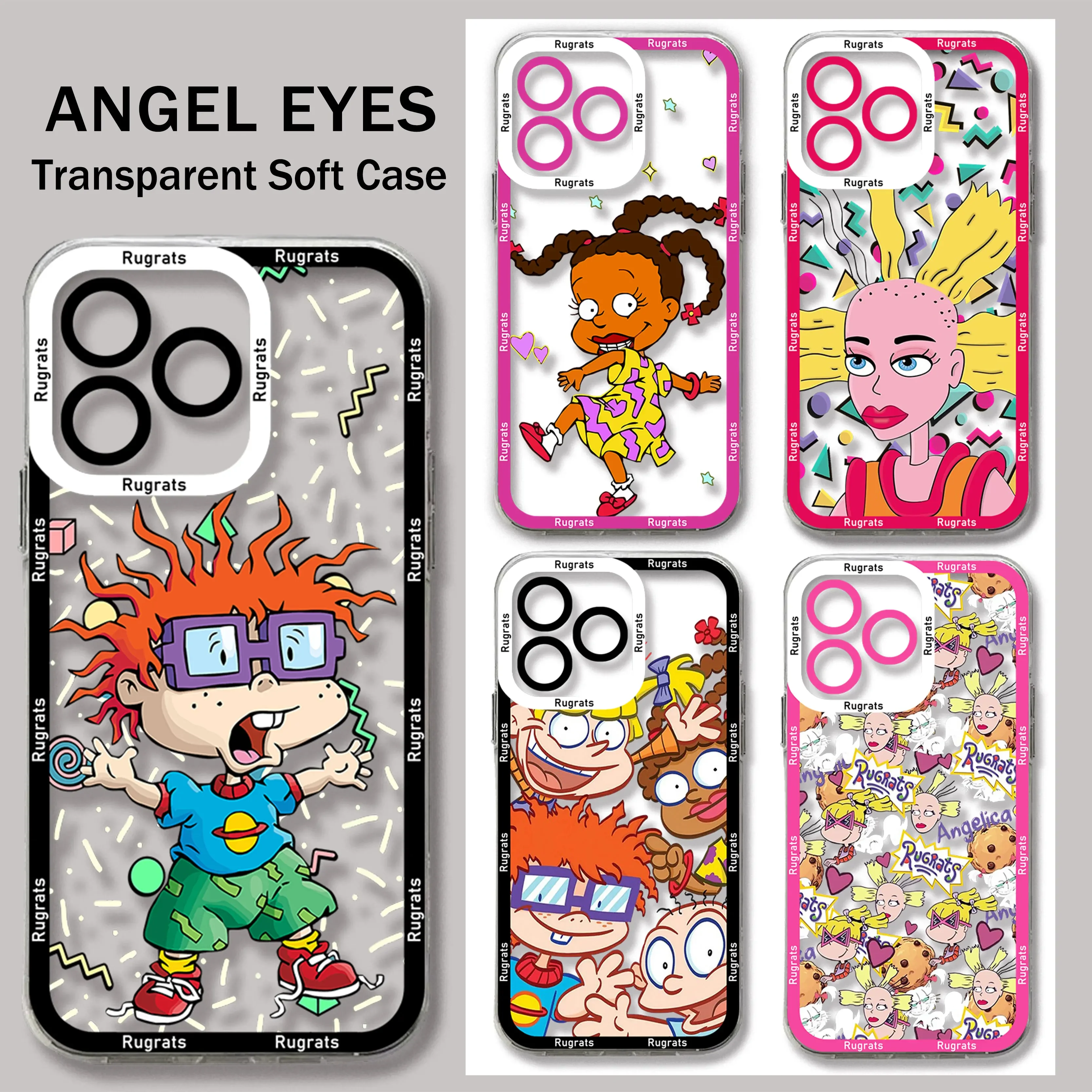 Cartoon Funny Phone Case For Samsung S24 S23 S22 S21 S20 S10 FE Note20 Plus Ultra R-Rugrats 5G Clear Soft TPU Cover