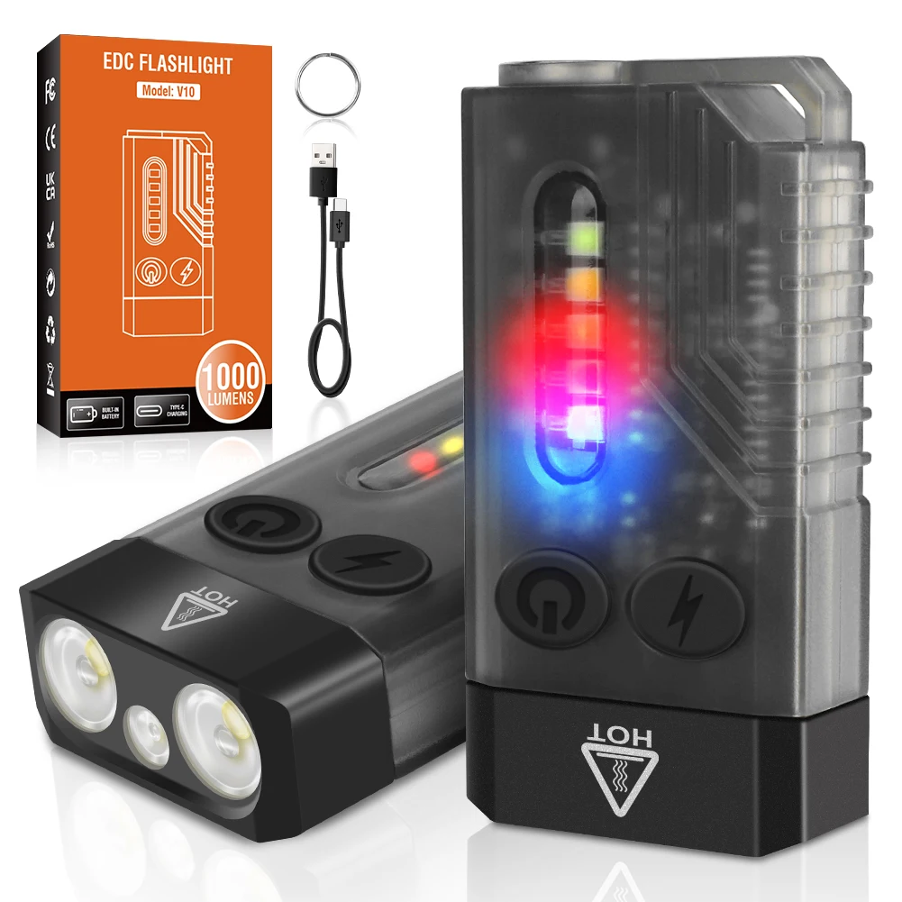 

UniqueFire EDC Flashlight V10 Mini Keychain Light Led Light Type-C Rechargeable Torch with Magnet for Camping Emergency