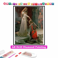 The Accolade 5D DIY AB Diamond Painting Mosaic Princess Knight Cross Stitch Kits Embroidery Handmade Rhinestones Home Decor