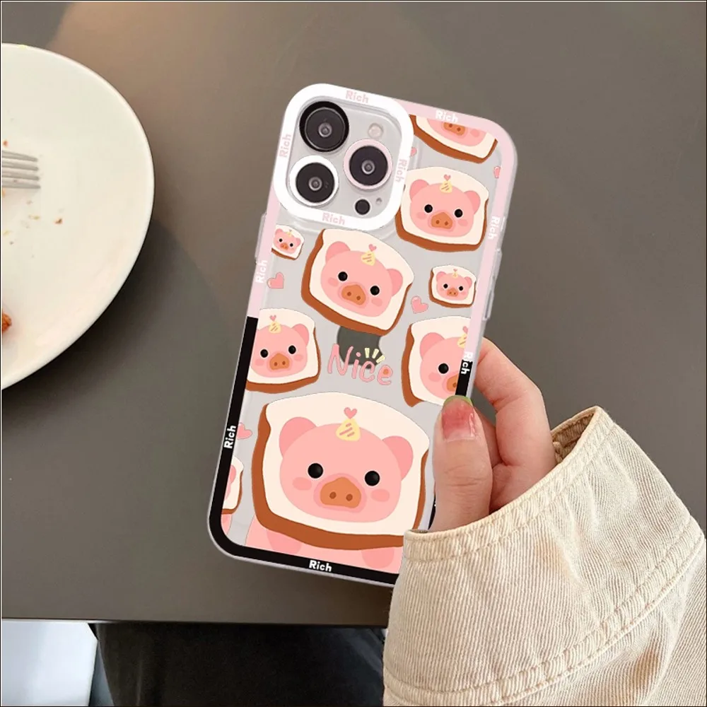 Cute Pink Pig Cartoon Phone Case For Redmi 7 8 9 A For Redmi Note 5 7 8 9 10 11 Pro Max 4G 5G Funfas