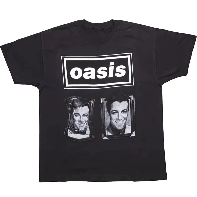 2026  new  Retro Rock Portrait Graphic T-Shirt, Frame Letter Casual Short Sleeve Tee
