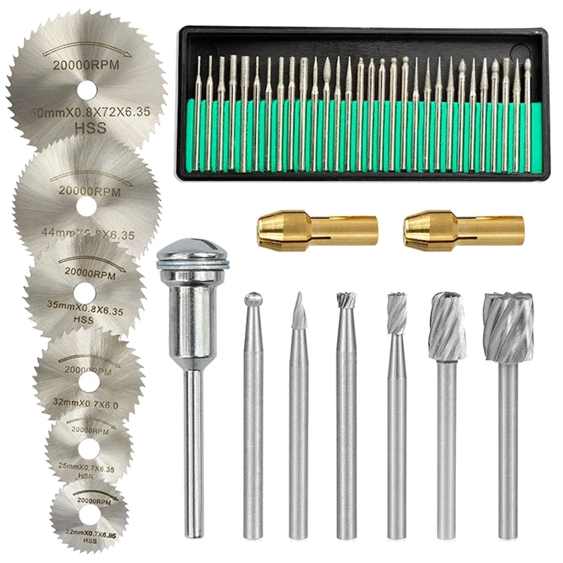 

45Pcs Diamond Engraving Accessories Set HSS Circular Saw Blade Set Routing Bit For Dremel Drill Bit Rotary Accessories