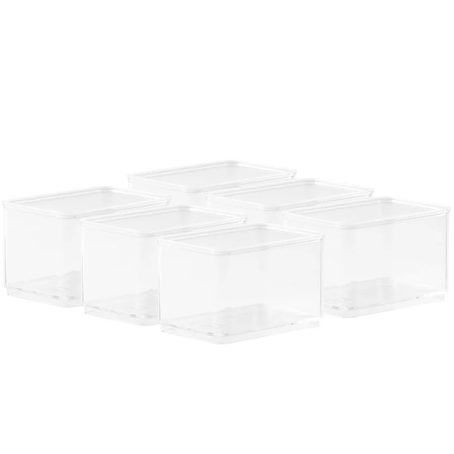 

6 Pack Small Clear Storage Bin Organizer Insert 1 Piece 4.68 x 2.95 x 3.12