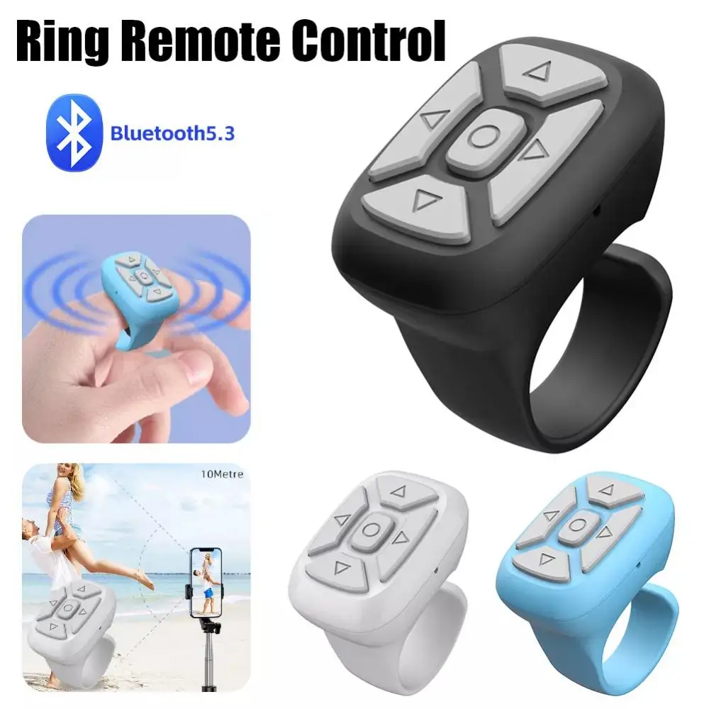 Wireless Ring Bluetooth Remote Control Button For Tik Tok, Portable Page Turner Browsing Controller Fingertip Selfie Video Stick