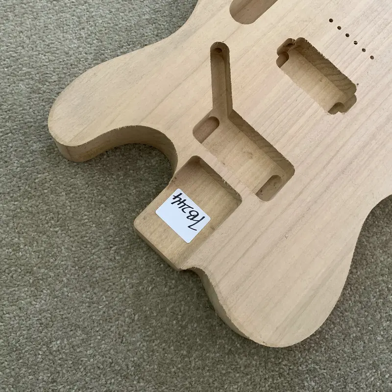 FB244 String Through Body Tele Electric Guitar Body in Solid Wood Unfinished No Paints Humbucker Pickups for TL Guitar DIY