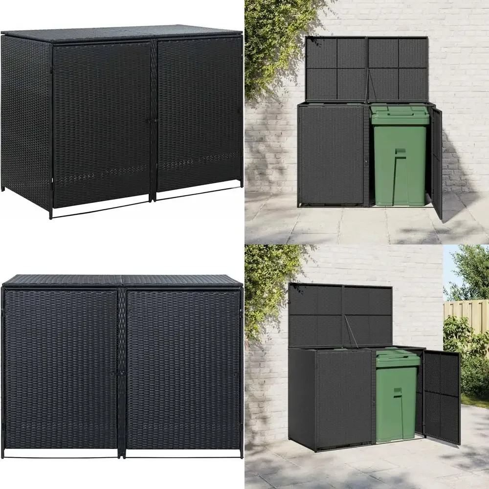 

Weatherproof Outdoor Bin Storage Shed with Lockable Doors for Double Wheelie Bins, Sturdy and Secure Garbage Container Shelter
