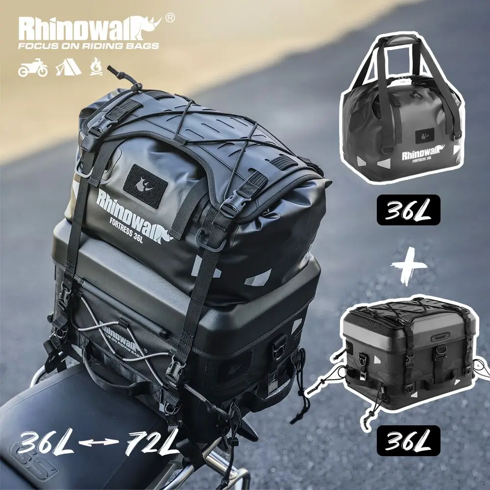

Rhinowalk Motorcycle Back Seat Bag Waterproof Motor Tail Bag Camera Or Cooler Or Tactical Bag Hard Shell Luggage Helmet Bag