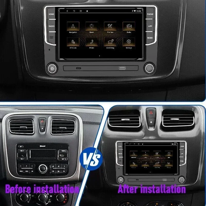 راديو ستيريو للسيارة 7 بوصة 6 + 128 جيجابايت لسيارة VW Golf MK5 MK6 اللاسلكية Apple Carplay Android 15 نظام ذكي تلقائي WIFI BT وحدة رأس GPS