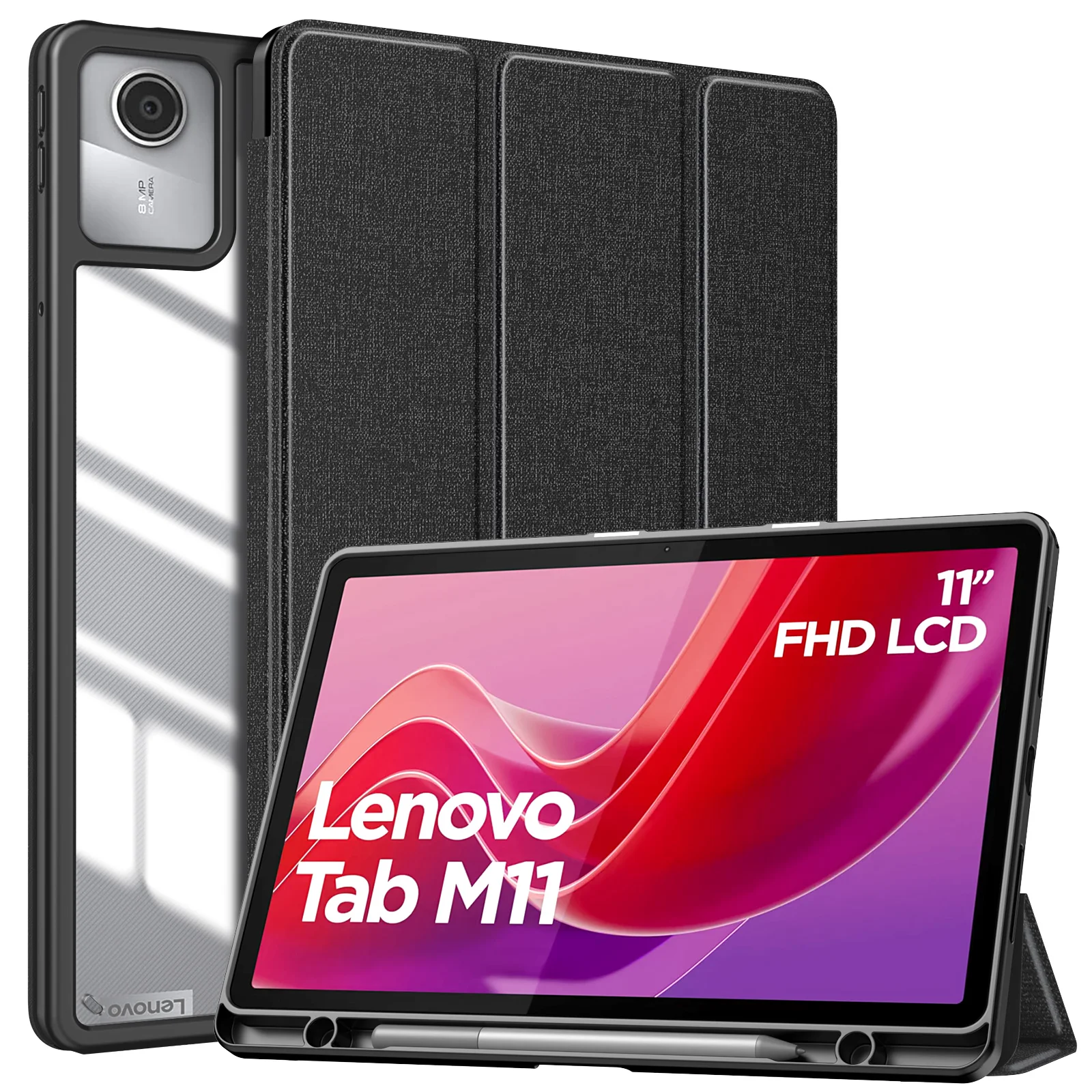 

MoKo для Lenovo Tab M11 2024 (TB330FU/TB330XU) планшета со слотом для стилуса, автоматическое пробуждение/выход для часов, ультратонкая тройная крышка-подставка