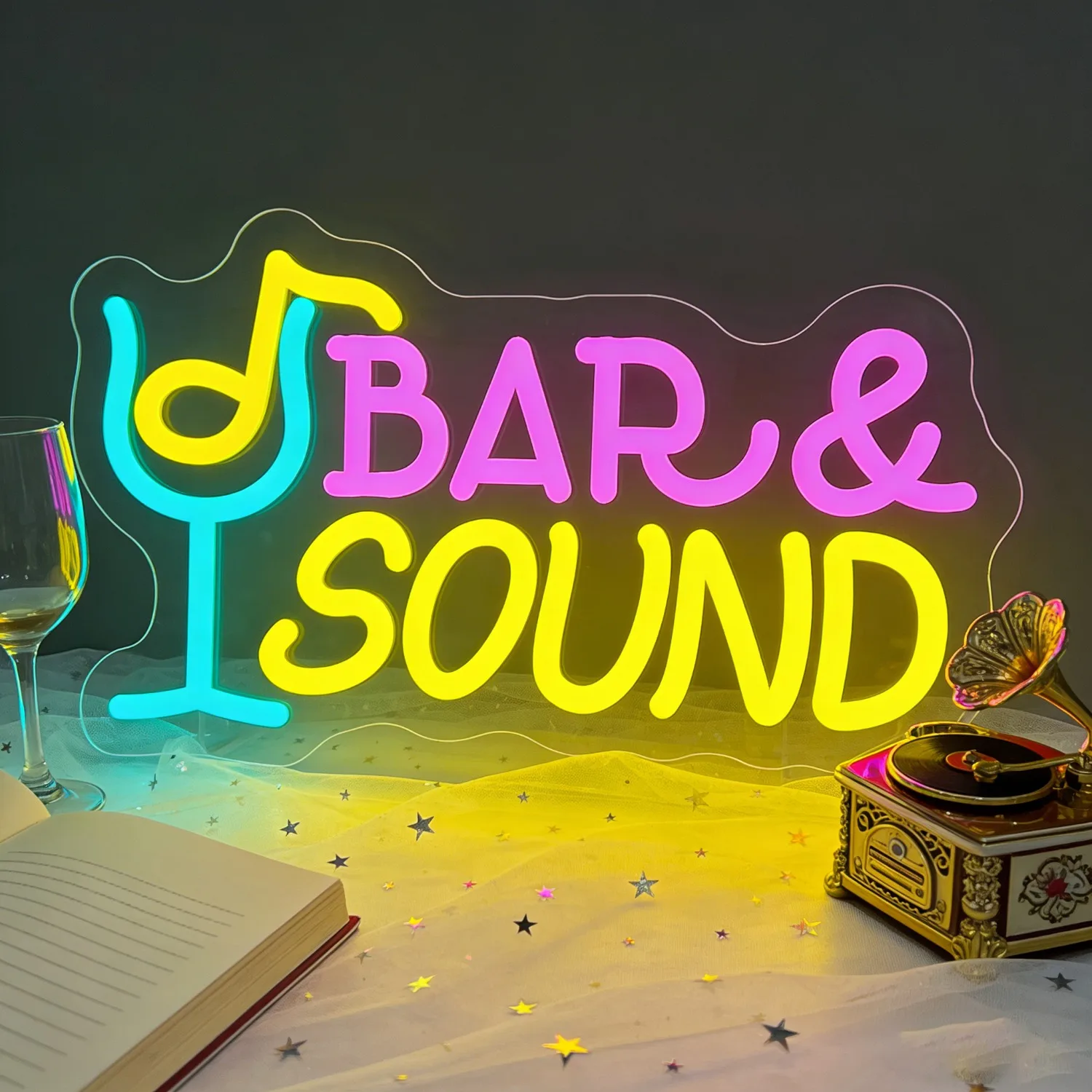 

Светодиодная неоновая вывеска BAR & SOUND в виде музыкальной ноты для домашнего бара, вечеринки, музыкальной комнаты. Создает романтическую музыкальную атмосферу. Уникальный подарок.