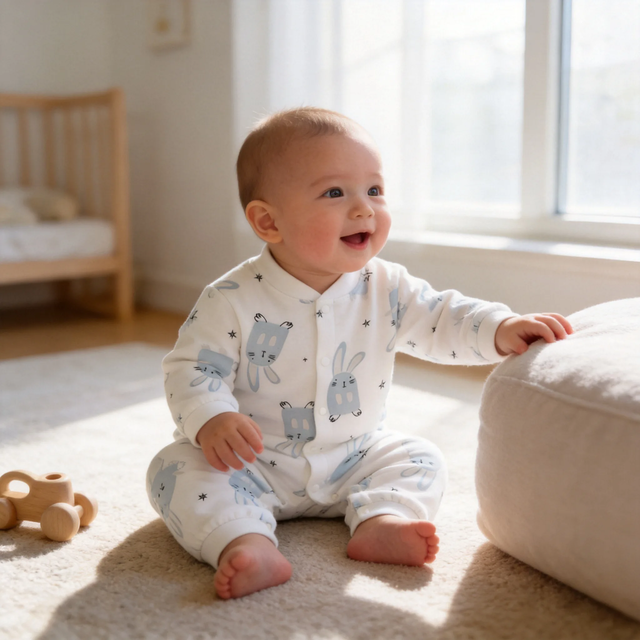 Ein Standard-Baby-Strampler 0-6 Monate Babykleidung 3 Monate Jungen Einteiler Kaninchen Dünner Baumwoll-Krabbelanzug – Detail 3