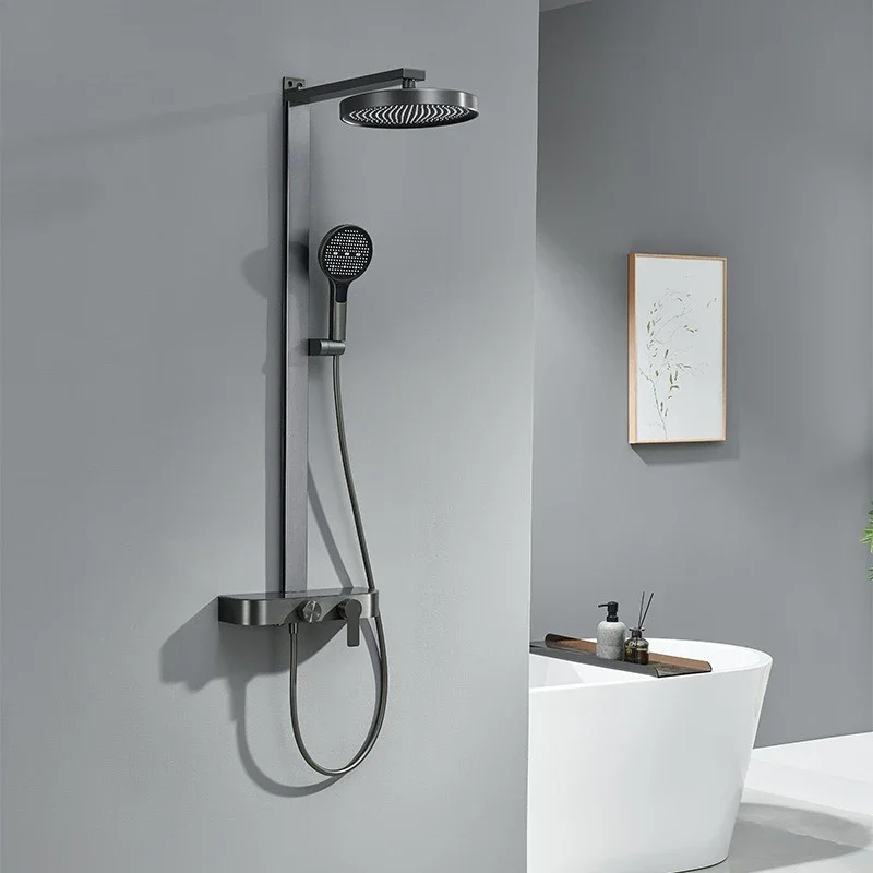 رف جميع مجموعة الدش النحاسية، منزل مضغوط، حمام