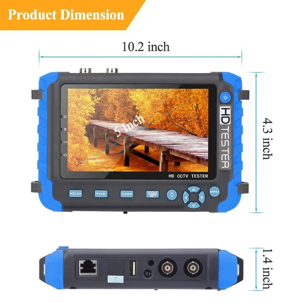 PEGATAH 8W-L 8MP AHD/CVI/TVI CVBS CCTV Tester CCTV camera's Tester AHD Testers HDMI VGA Input Video Tester CFTV Mini Monitor