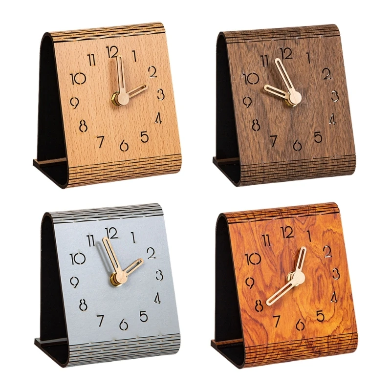 H8WB Battery Operated Desk Clocks Silents No Ticking Analog Small Clock Decorative Tabletop Clock for Bedside Bedroom Kitchen