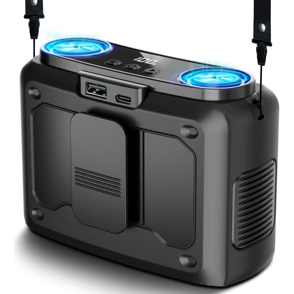 

Портативный вентилятор 20000 мАч с двумя моторами, 135 часов работы, без рук, для путешествий, кемпинга, активного отдыха