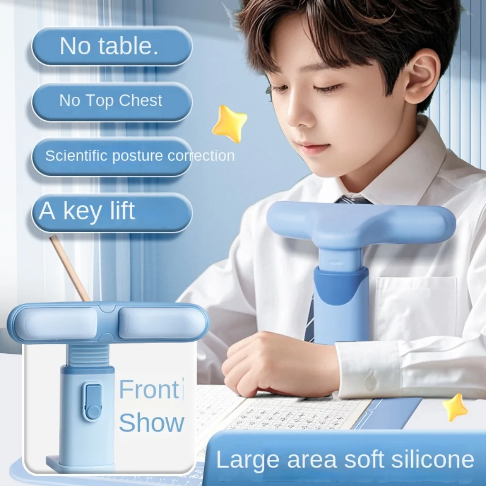 Height Adjustable Sitting Posture Corrector with Writing Pad Clip on Chest Support Eye Protector Non-slip Prevent Hunchback