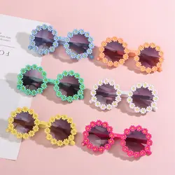 Round Flower Sun Glasses for Kids Cute Daisy Sunglasses Children Outdoor Sun Protection Shades Fashion Funny Party Eyewear