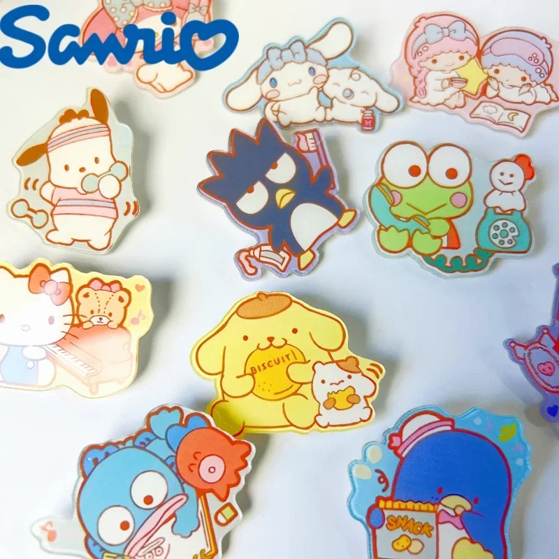 Sanrio Hello Kitty Brooch Action Anime Figures Melody Cartoon Clothes Ornaments Cute Gift Friends Acrylic Pins for Backpacks