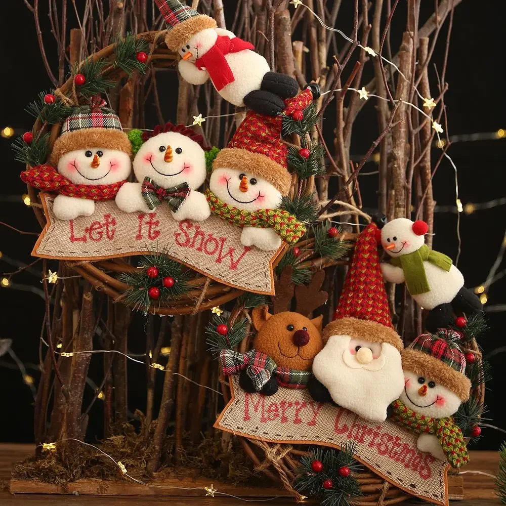 

Christmas Wreaths Door Hanging Ornaments Merry Christmas Decorations for Home Door Xmas Tree Pendants Navidad New Year