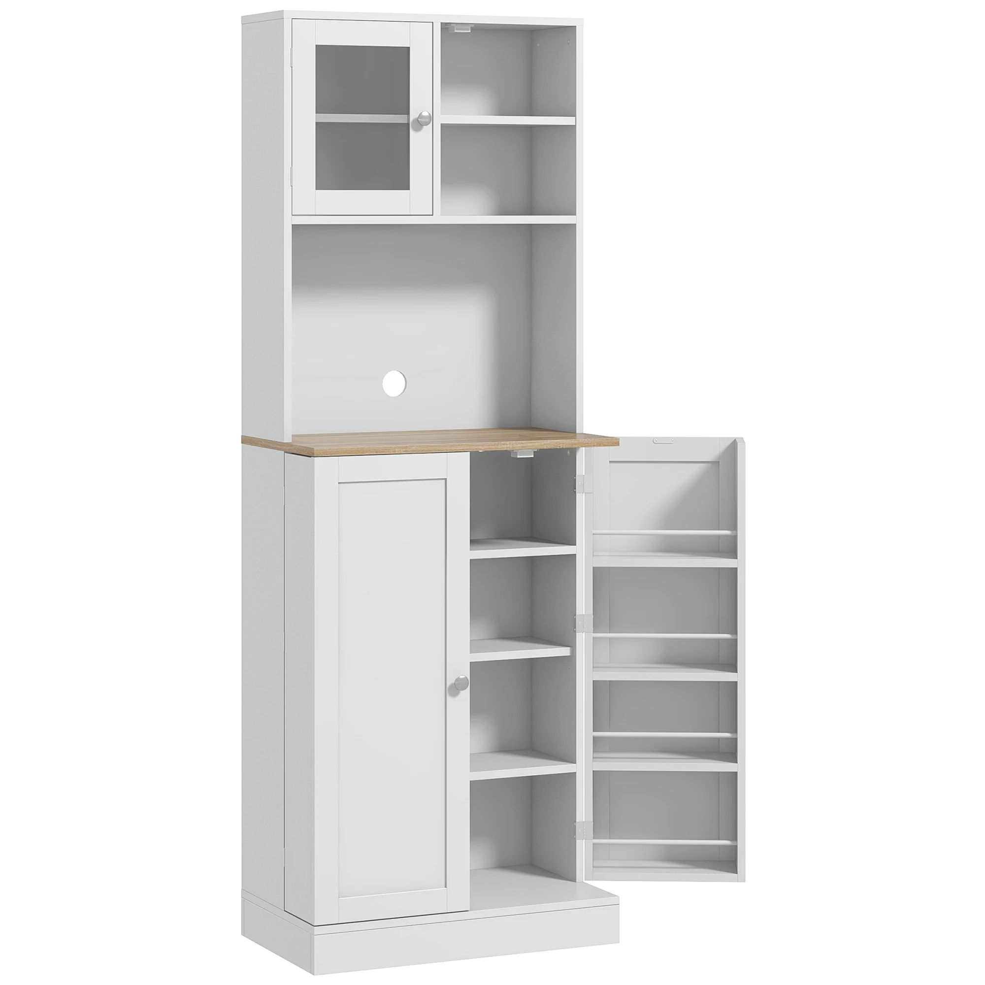 HOMCOM Alacena de Cocina con 3 Puertas Estantes Ajustables 60x35x169 cm Blanco