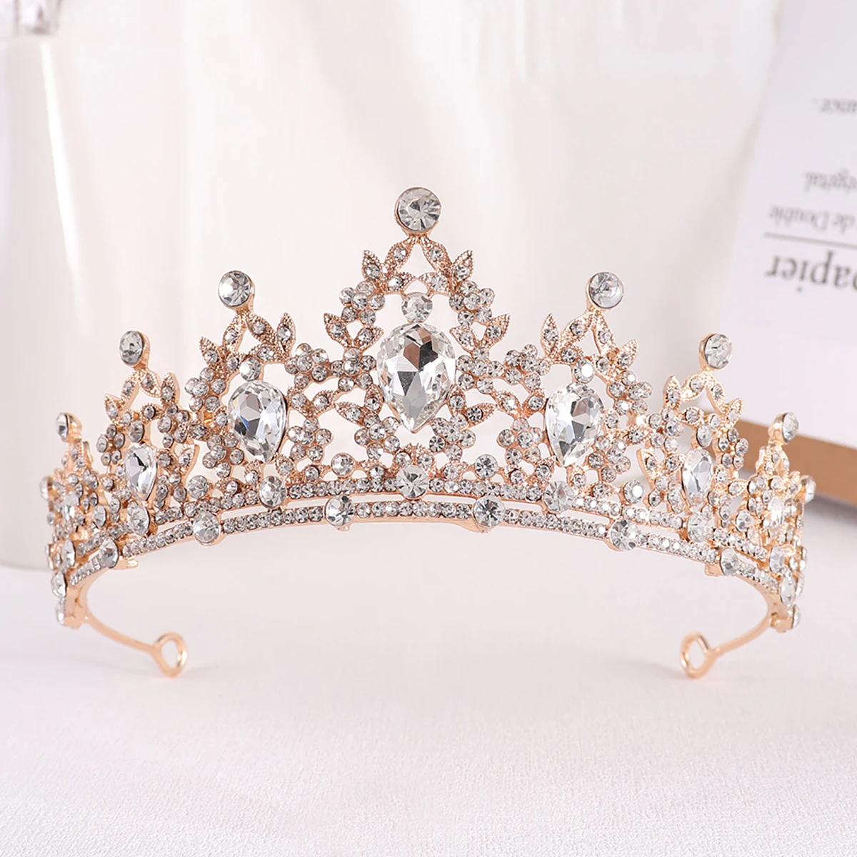 Bruiloft Haar Tiara Kristal Bruids Tiara Kroon Zilver Kleur Diadeem Sluier Tiara Bruiloft Haaraccessoires Hoofddeksels Hoofd Sieraden