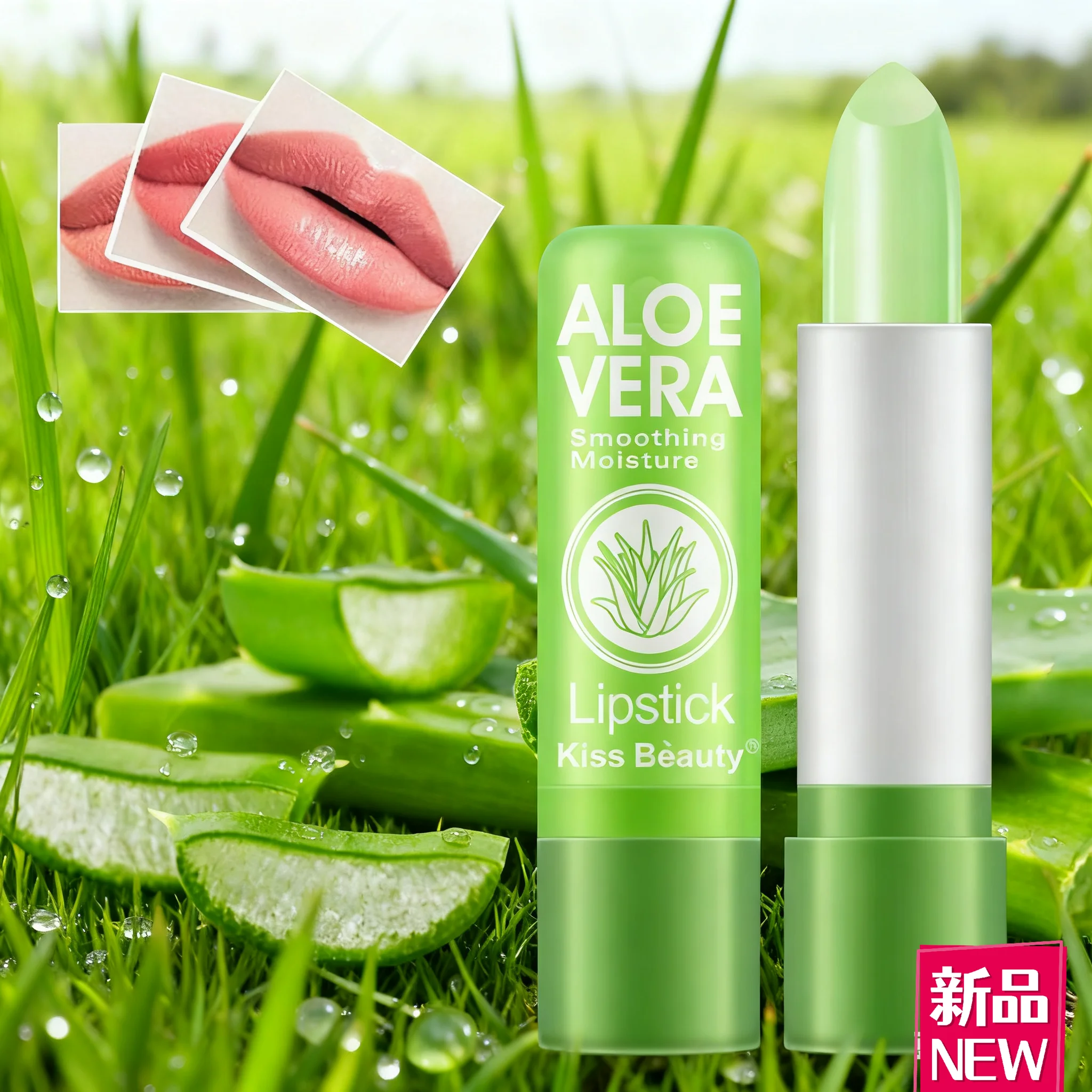 Bálsamo labial hidratante de Aloe Vera, hidratante de larga duración, lápiz labial que cambia de color, maquillaje para el cuidado, 3/1 Uds.