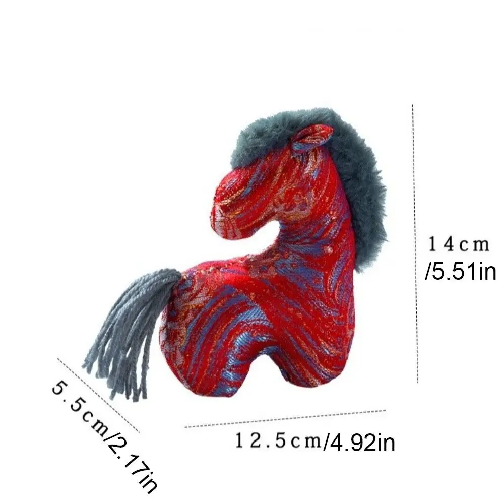 PP Cotton Stuffed Zodiac Horse Plush Dolls Simulated Bristles Chinese Style Year of The Horse Mascot Soft Mascot Doll