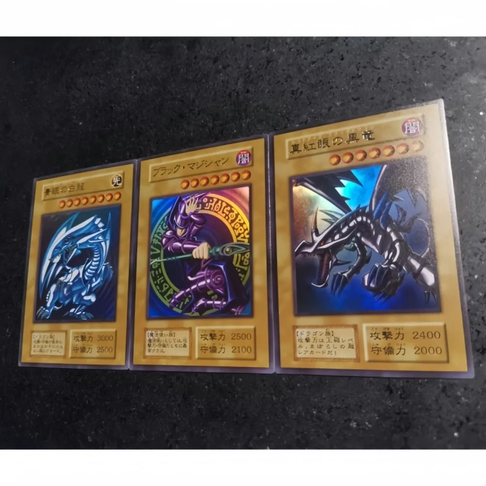 DIY Yu-Gi-Oh! Black Magician Blue-Eyes White Dragon Red-Eyes Black Dragon  Anime Peripheral Game Collection Card Holiday Gift