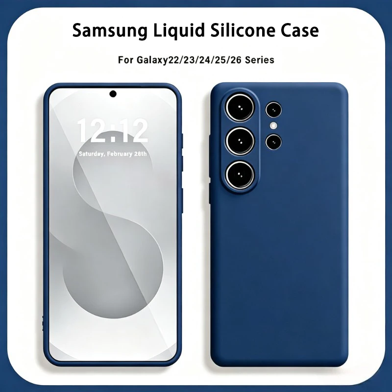 Funda original de silicona líquida para Samsung Galaxy S26 S25 S24 S23 S22 Ultra Plus, suave y anti golpes 4