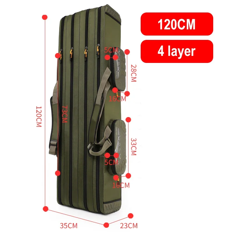 

Clearance Multifunctional Outdoor 2/3/4 Layers Fishing Bag 80-125cm Waterproof Fishing Tackle Bag Thicken Fishing Rod Bags