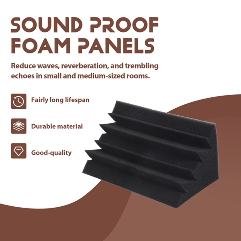 New 8 Pack Of 4.6 In X 4.6 In X 9.5 In Black Soundproofing Insulation Bass Trap Acoustic Wall Foam Padding Studio Foam Tiles (8P