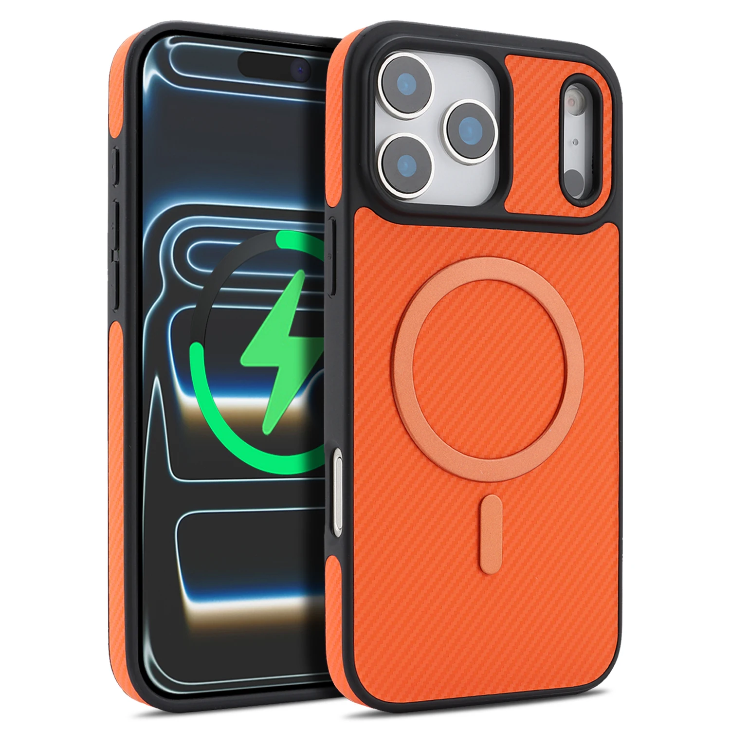 Carbonfaser-Textur Matt-Lederhülle für iPhone 18 17 16 15 14 13 12 Pro Max Air Plus 16E 17E MagSafe Magnetische Handyhülle