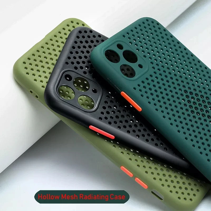 Heat Dissipation Breathable Cooling Case For iPhone 14 13 12Pro 11Pro Max XR XS Max X 8 7 6S Plus SE 2 11Pro Soft TPU Plain Case