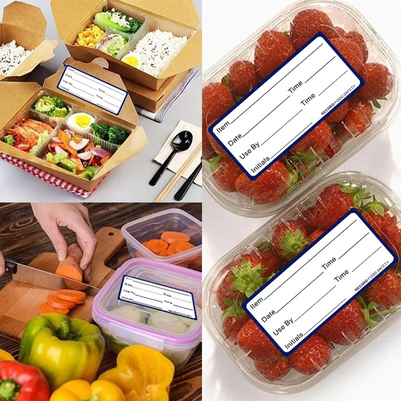300pcs/roll Self-Adhesive Removable Food Storage Label Waterproof Date Content Label Kitchen Food Stickers