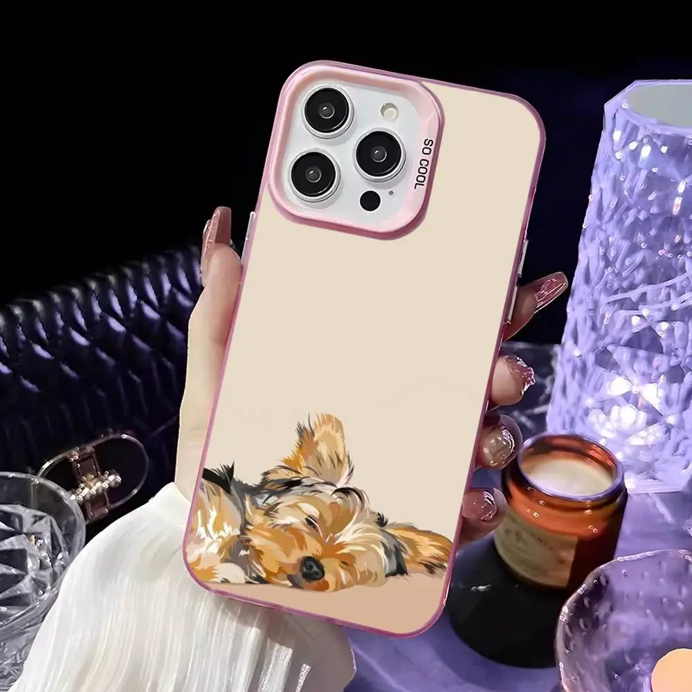 Cartoon schattige Shih Tzu hond telefoonhoesje voor iPhone 17,16,15,14,13,12,11 Plus, Pro Max roze matte schokbestendige hoes