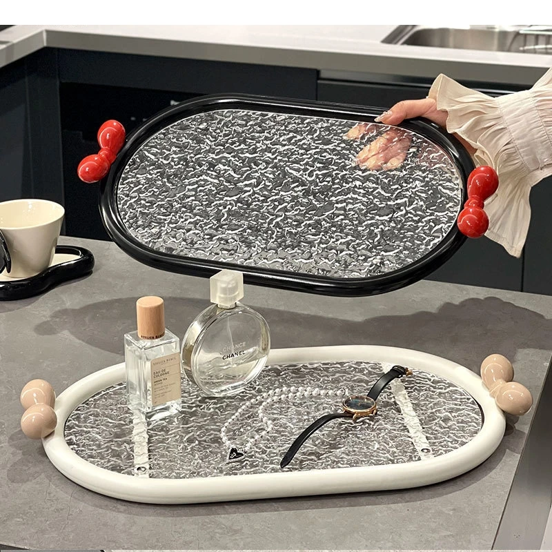 Bow Ceramic Storage Tray Desktop Cosmetics Jewelry Home Living Room Tableware Tea Set
