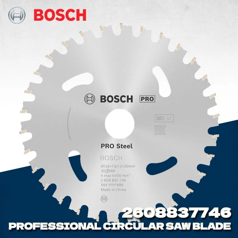 

BOSCH 2608837746 PRO Steel Cordless Circular Saw Blade For Metal Cutting 136x1.6/1.2x20mm T30 Bosch Power Tool Accessories