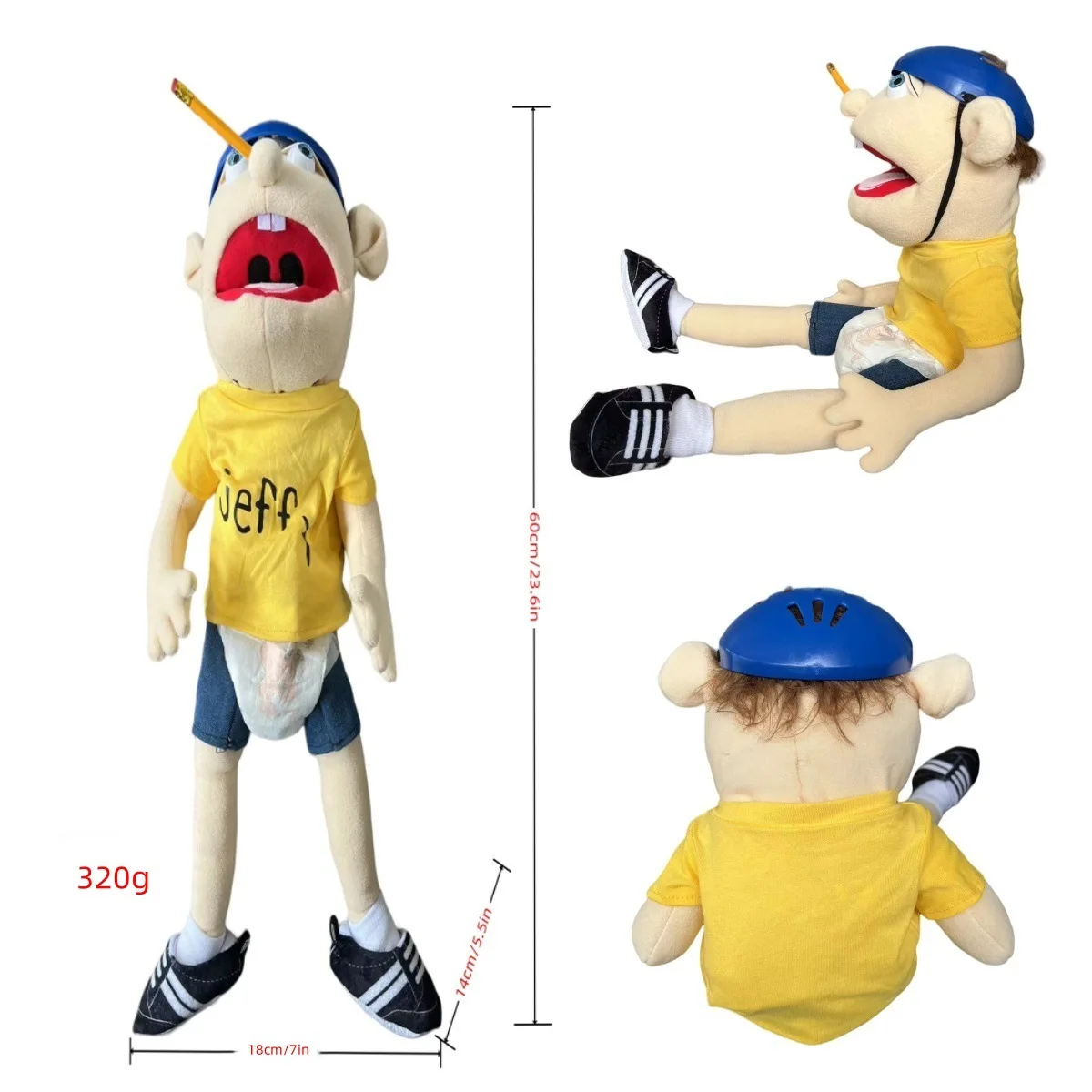 60cm Jeffy Hand Puppet Plush Children Soft Doll Talk Show Party Props Christmas Doll Plush Toys Puppet Kids Gift