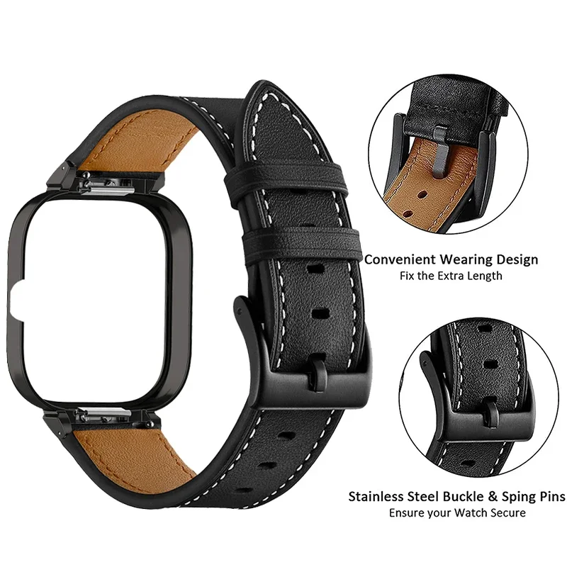 Leather Strap+Metal Case Protector for Redmi Watch 4 Watchband belt for redmi watch 4 Bracelets Cover for redmiwatch 4 Wristband