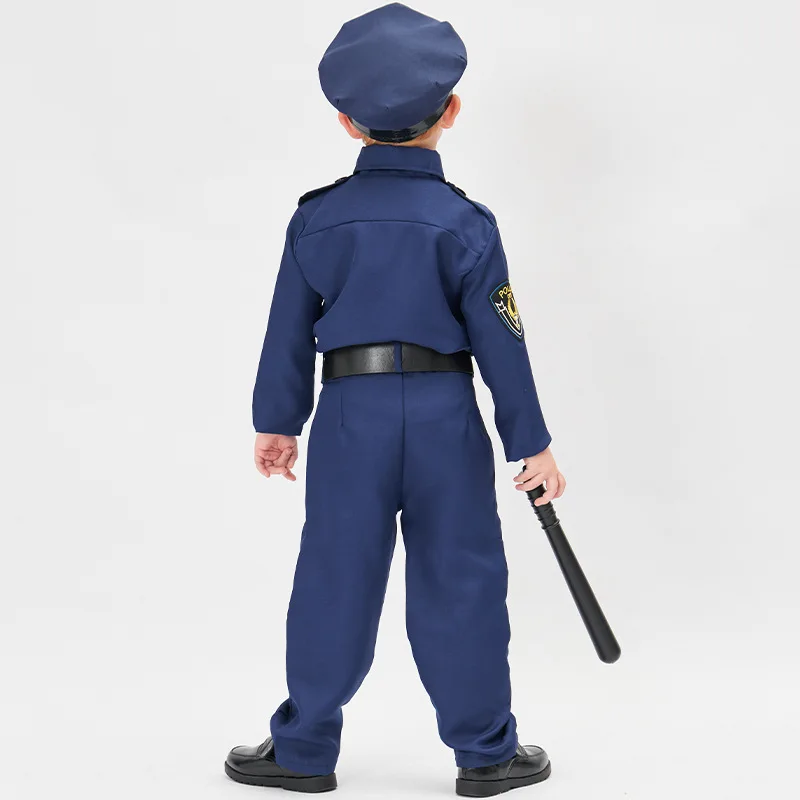 Halloween Children Policeman Cosplay Costume Boys Girls Kid Police Uniform Army Policemen Clothing Sets Party Dress Up Gift