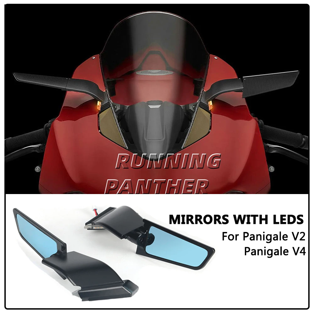 

New Motorcycle Rear Side Rearview Mirrors with LED Light For Ducati Panigale V4 2019-2022 PANIGALE V2 2020-2023