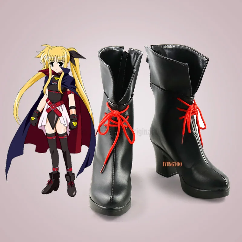 

Magical Girl Lyrical Nanoha Fate Testarossa Harlaown Characters Anime Costume Prop Cosplay Shoes Boots