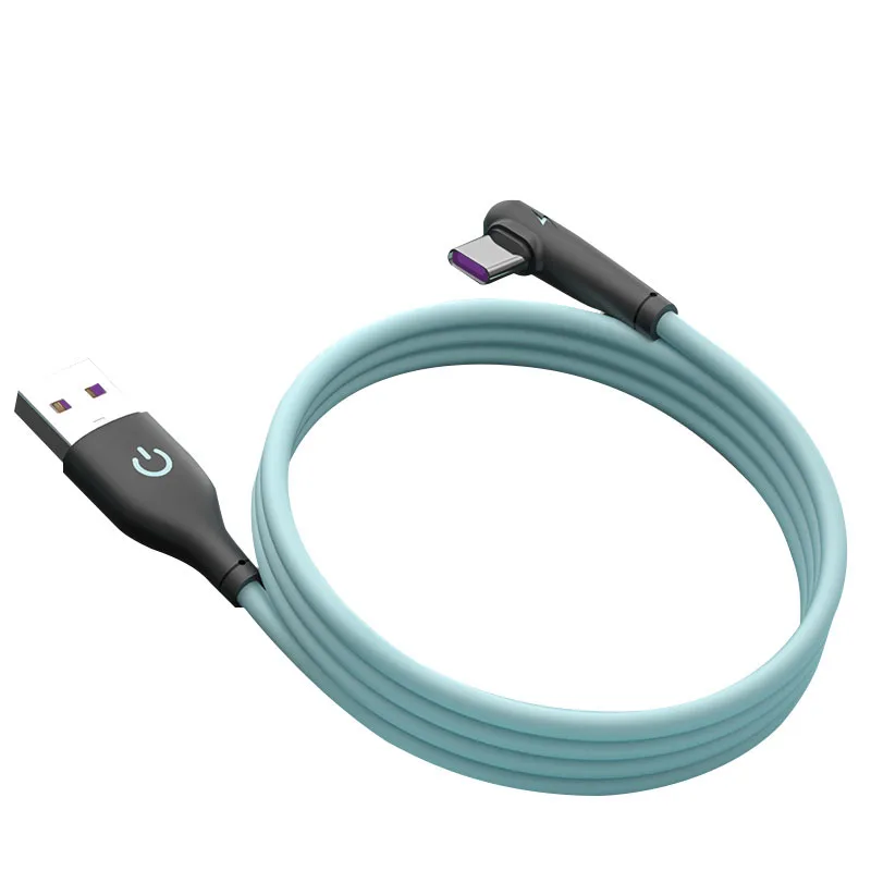 90 Degree Elbow USB A to Type C Silicone Charging Cable 0.25M 1M Soft Anti-break Data Cord For Mobile ，Micro USB 0.3m Cable - view 6