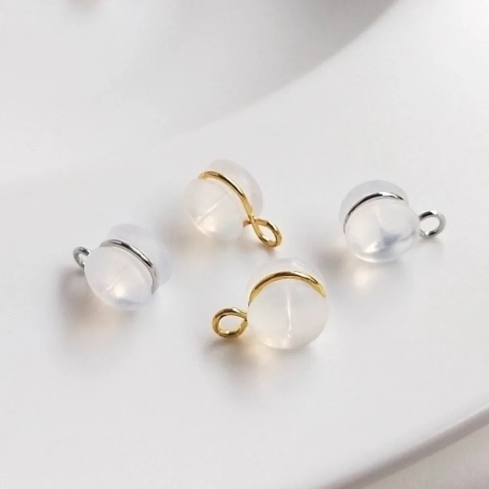 

Золотое, белое золото, 8-символьное кольцо с подвесной прозрачной силиконовой заглушкой, беруши, заглушки для сережек-гвоздиков, аксессуары для сережек своими руками