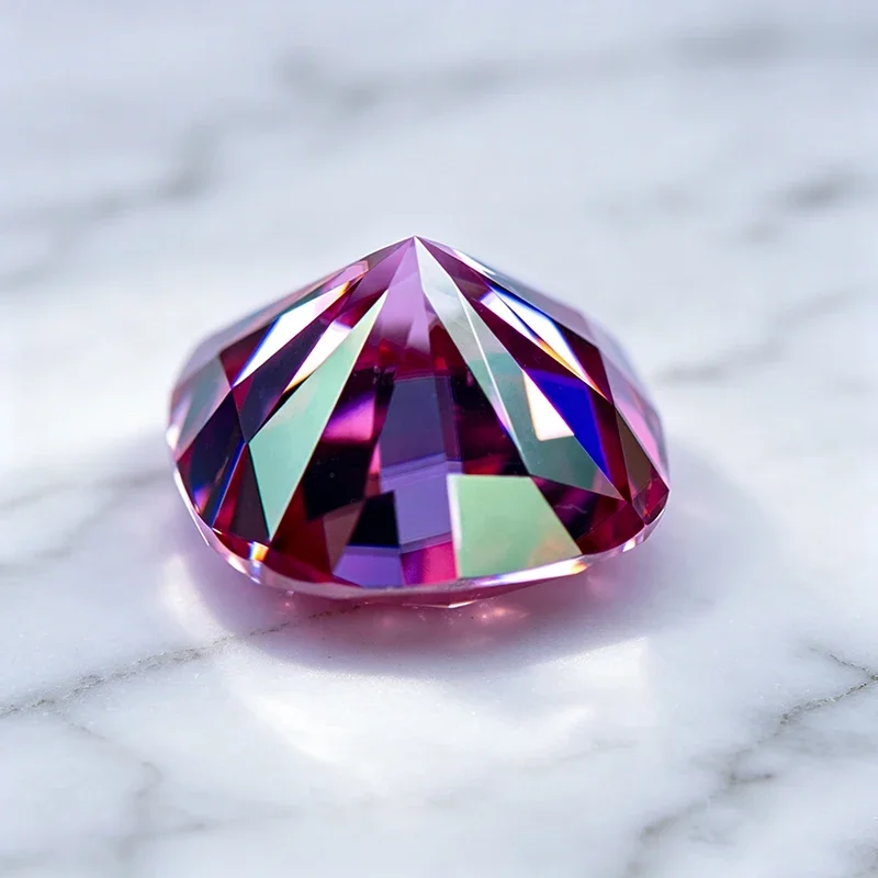 Moissanit-Stein, Kissenförmiger Schliff, Rosa Farbe, Laborgezüchteter Edelstein für DIY-Schmuck, Charms, Ringe, Halsketten und Ohrringe, mit Zertifikat – Detail 2
