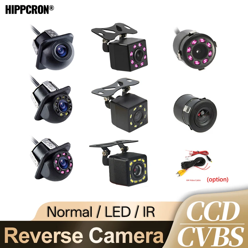 Hippcron Car Rear View Camera 8 LED Night Vision Reversing Auto Parking Monitor CCD Waterproof HD Video