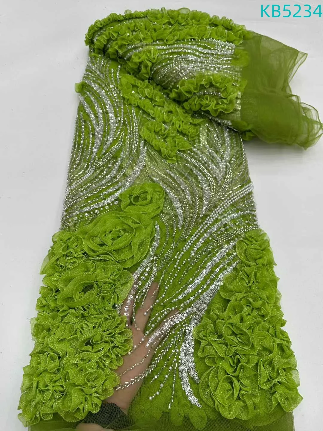 

Nigerian Lace Fabrics 2025 Oliver Green Beaded Tulle Lace African Red Fabrics Sequence Embroidered Fabric For Sewing KB5230